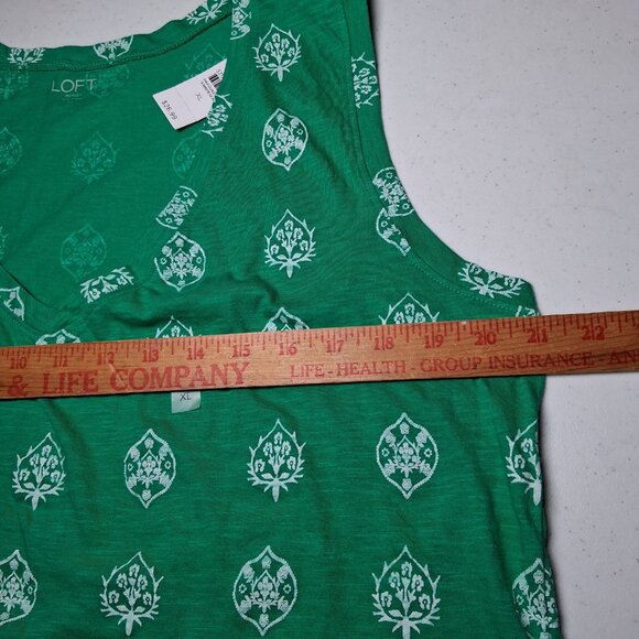 Loft Outlat Tank Top WOmen XL Green White Floral Kelly Green Burnout New READ - Picture 4 of 13